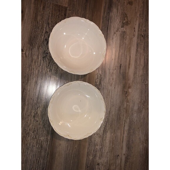 SET OF TWO POPE‎ GOSSER BOWLS- LOUVRE PATTERN - 1930'S ALL WHITE DISHWARE - Picture 1 of 8